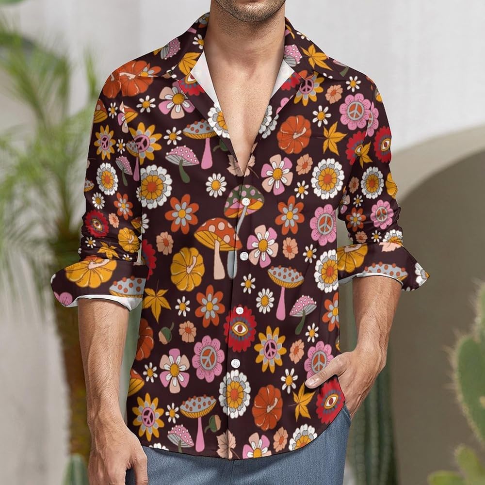 Amazon.com: Long Sleeve Button Down Shirts for Men, 70s